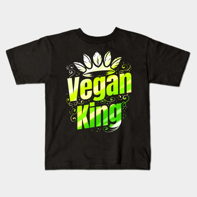 Vegan King With Leaves Crown - Go Vegan Kids T-Shirt by SinBle